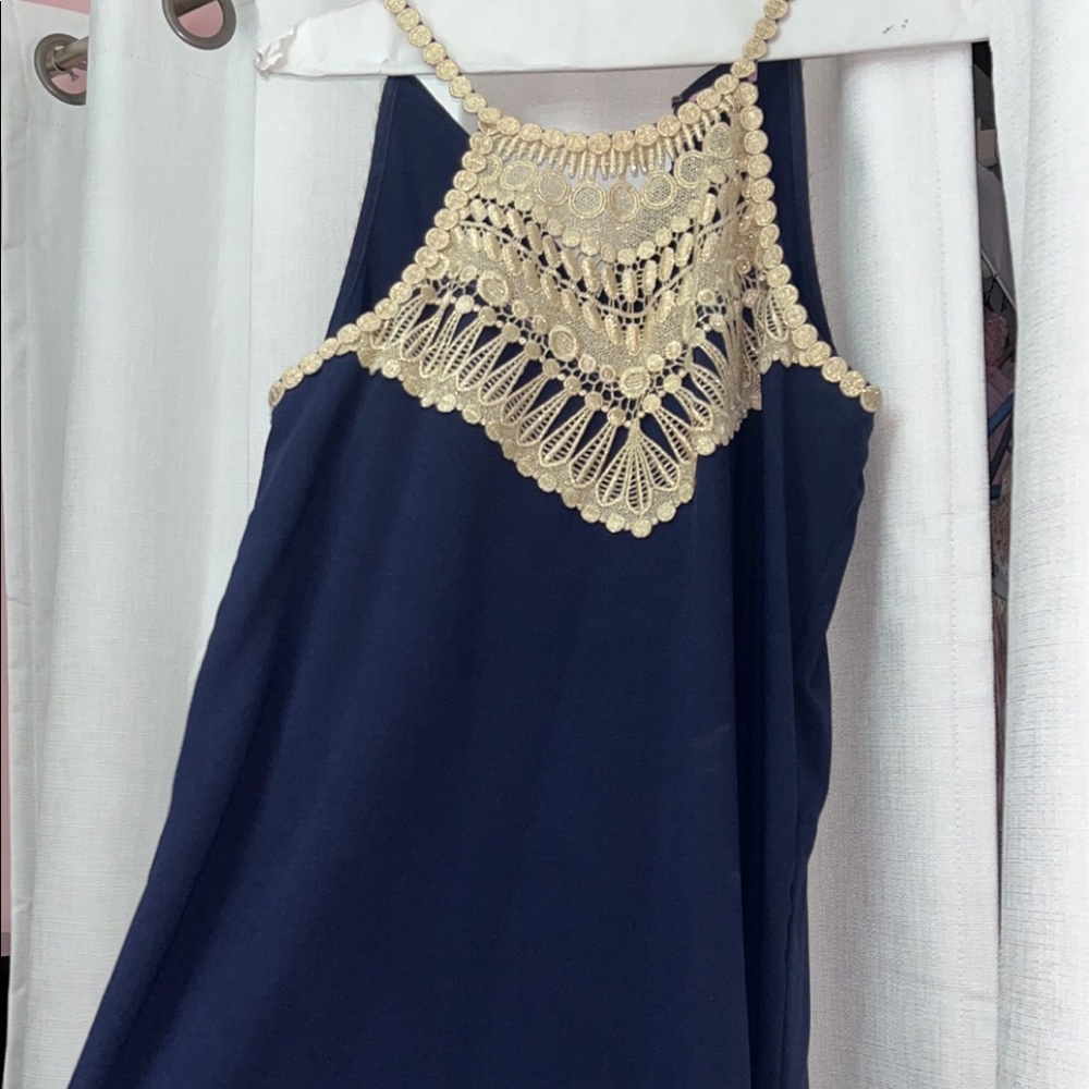 Lily Pulitzer worn once navy gold dress size 6